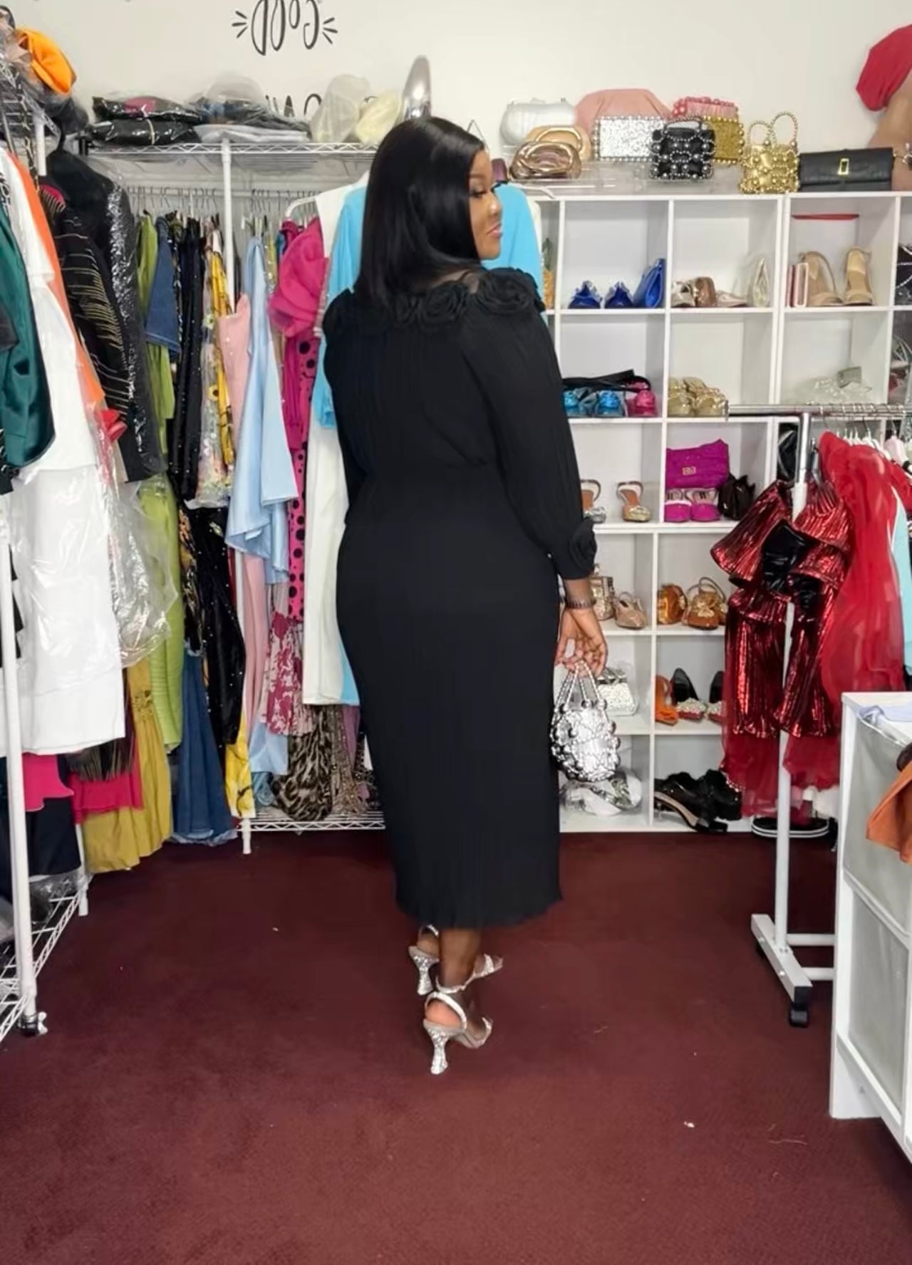 Pleated Belted Dress