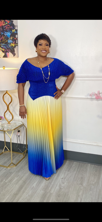 Thumbnail for Women’s V-Neck Top with Pleated Skirt