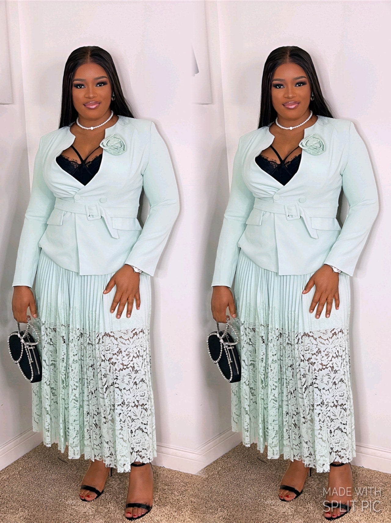 Pleated Skirt With Blazer