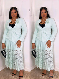 Thumbnail for Pleated Skirt With Blazer