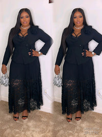 Thumbnail for Pleated Skirt With Blazer