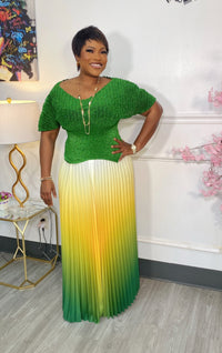 Thumbnail for Women’s V-Neck Top with Pleated Skirt