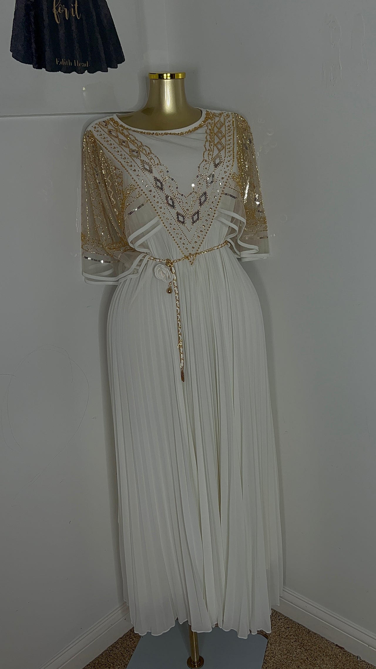 Embroidery Pleated Dress