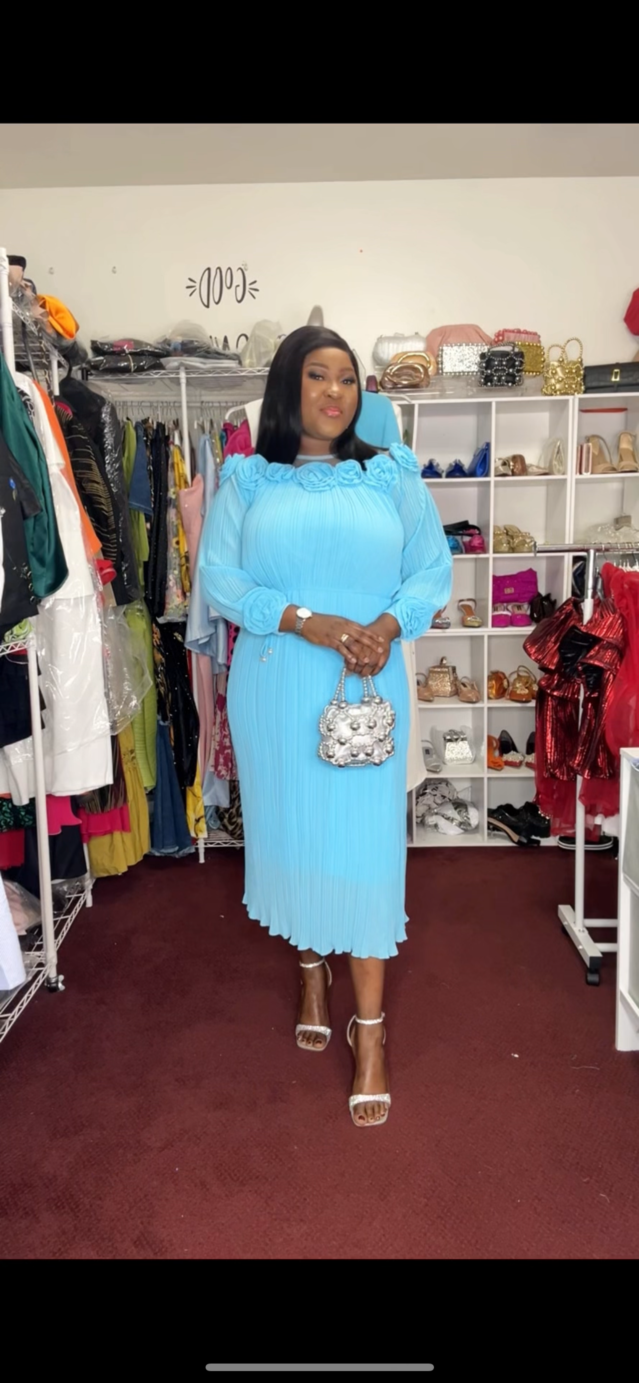 Pleated Belted Dress