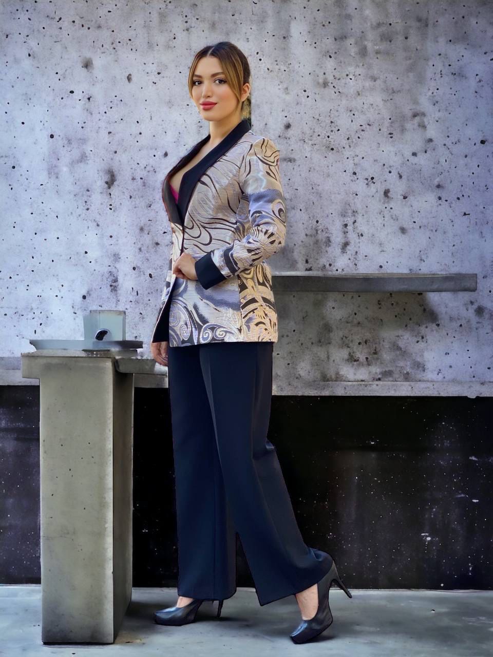 Brocade Blazer with Pant - OTRachy collection LLC