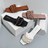 Thumbnail for Summer brown slippers for ladies