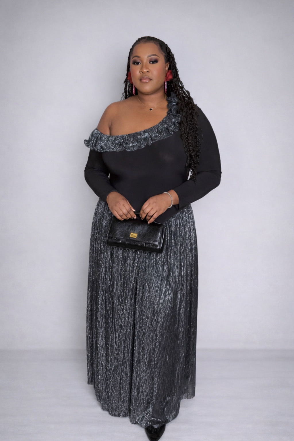 Elegance One-Shoulder Pleated Dress