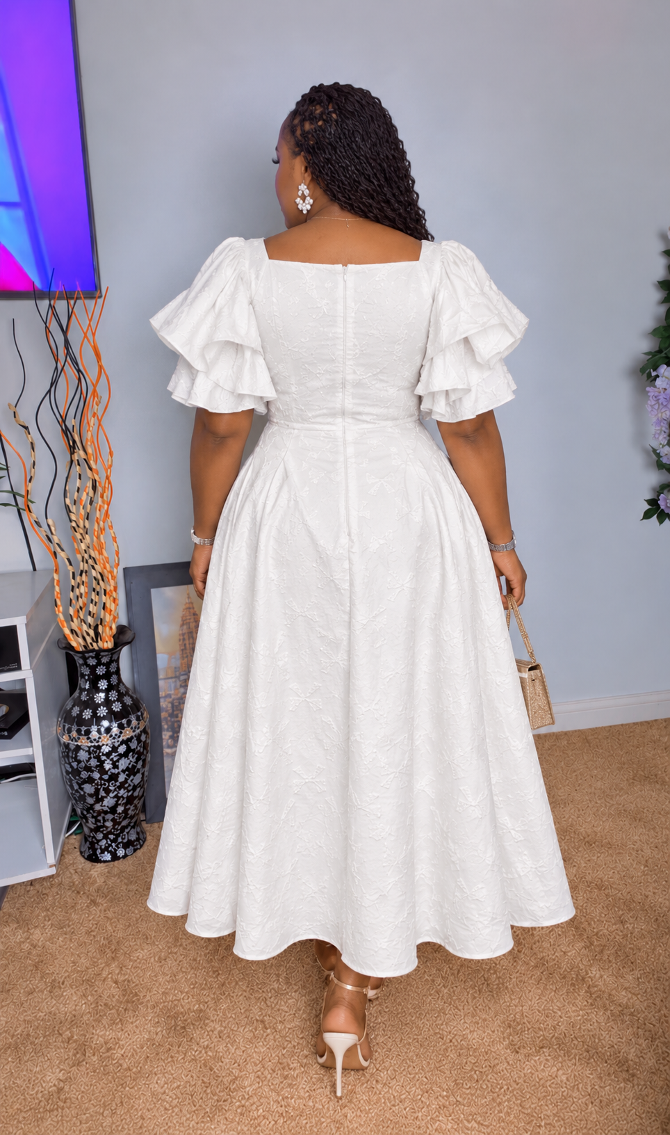 Embroidered Midi Dress