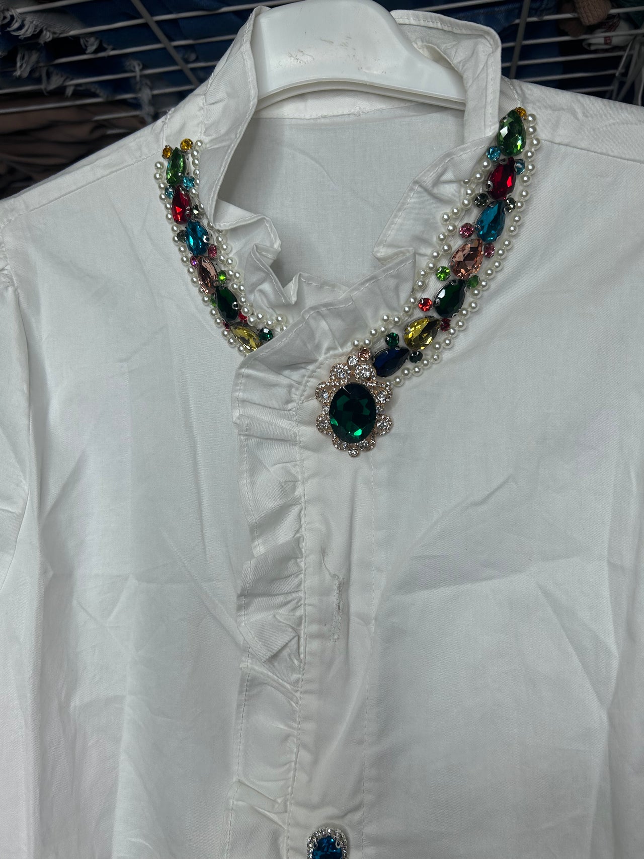 Rhinestone Long  Shirt