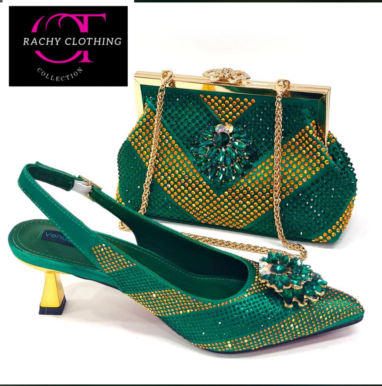 Rhinestone Shoe And Bag