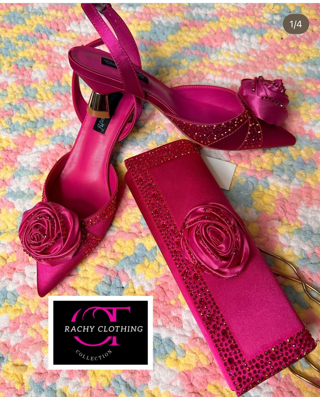 Rose Shoe With Clutch