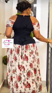 Thumbnail for Floral Cold-Shoulder Maxi Dress
