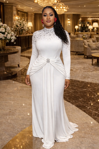 Thumbnail for Luxury Embellished White Maxi Dress