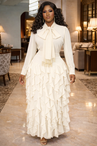 Thumbnail for Long chiffon Ruffle Dress