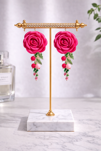 Thumbnail for Beaded Rose Flower Ladies Earring