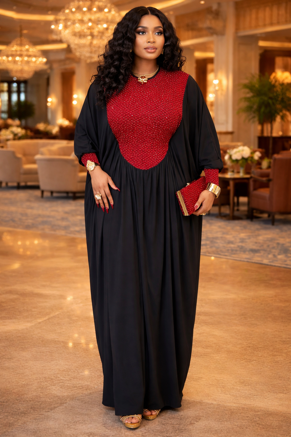 Elegant black kaftan