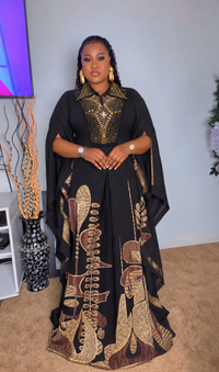 Thumbnail for Embellished African Print Kaftan Maxi Dress