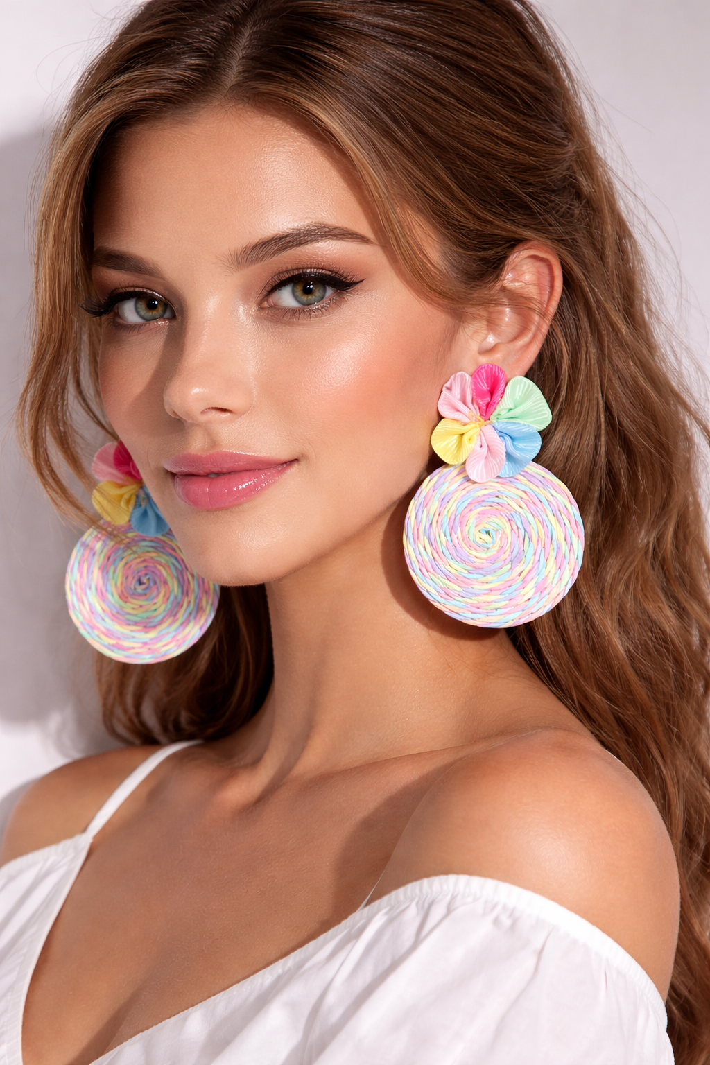 Pastel Swirl Statement Ladies Earring