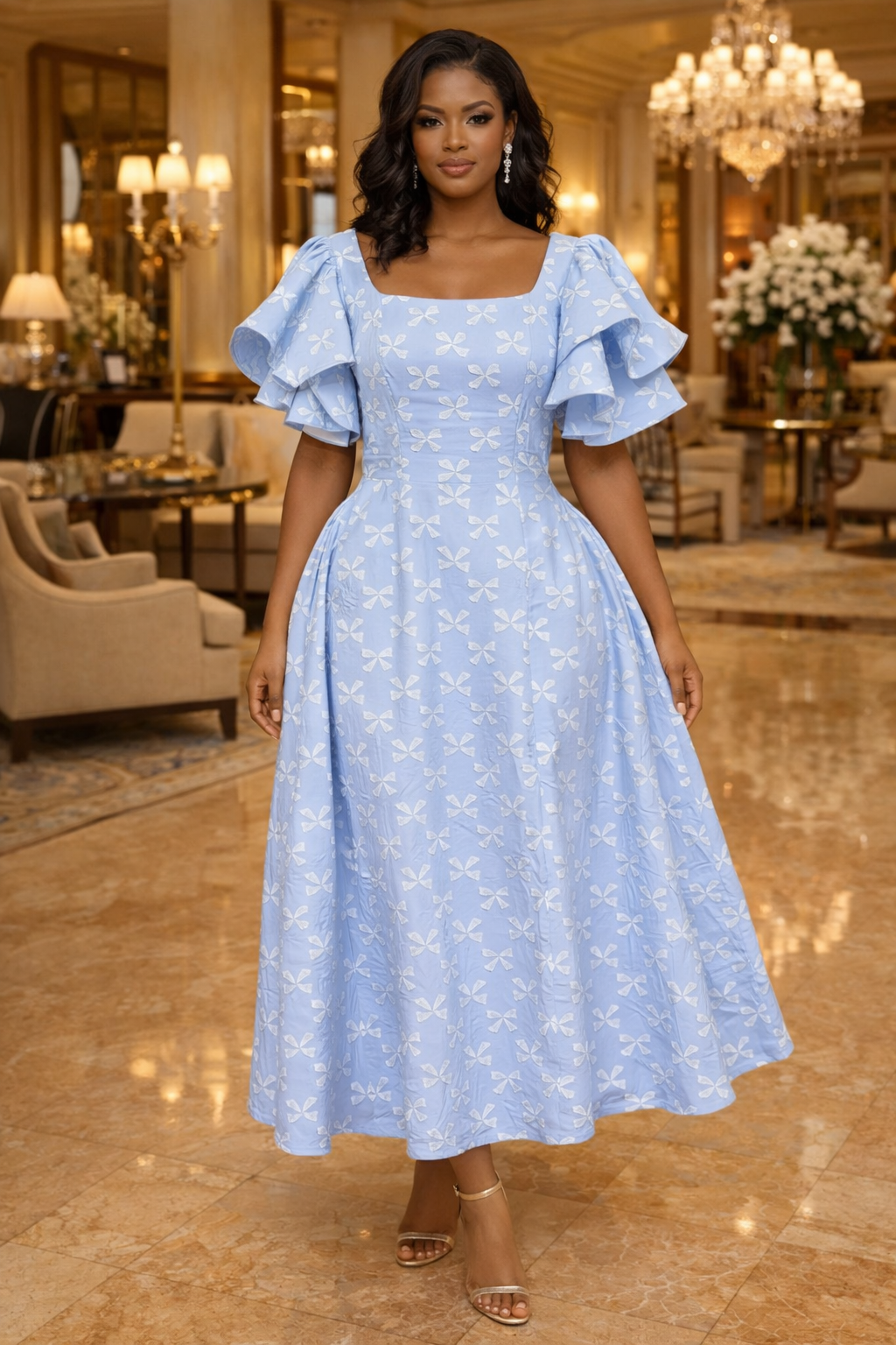 Embroidered Midi Dress