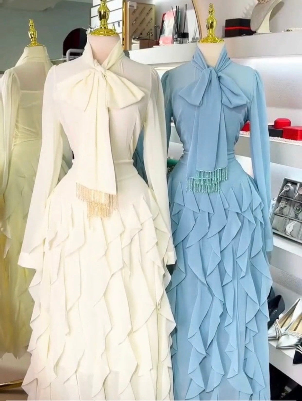 Long chiffon Ruffle Dress