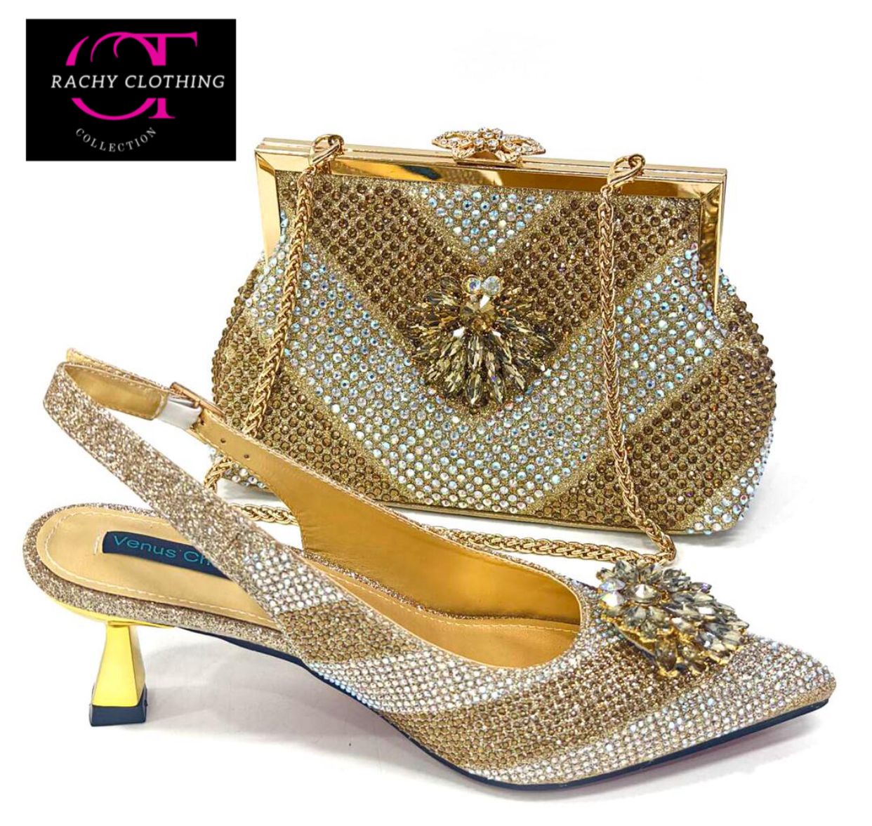 Rhinestone Shoe And Bag