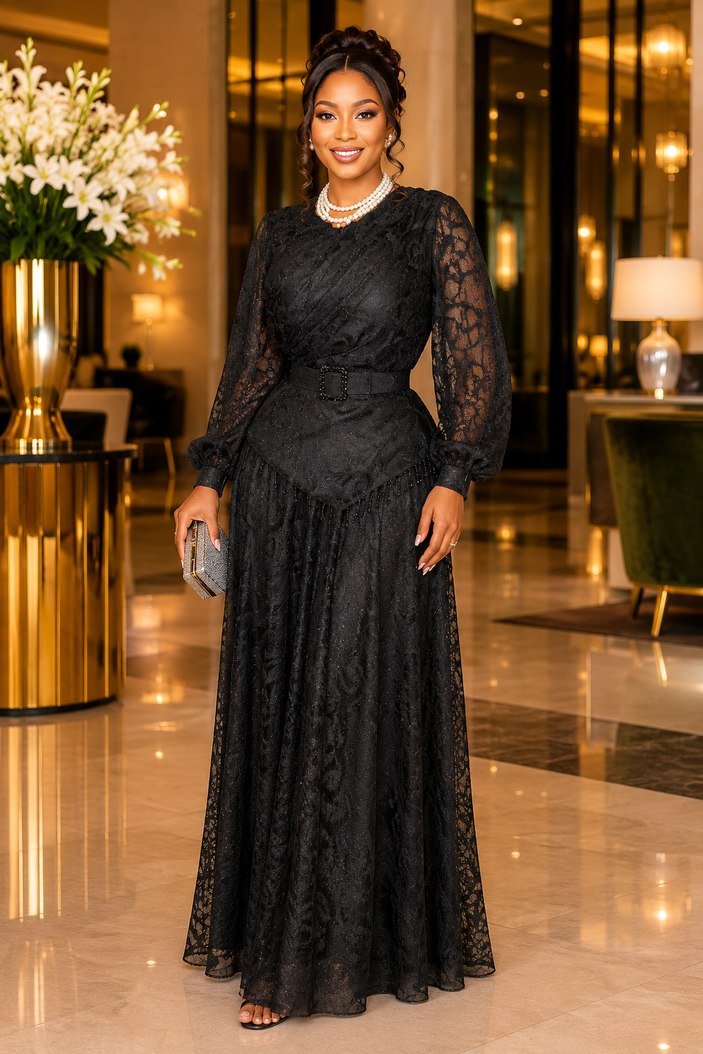 Black Lace Maxi Dress