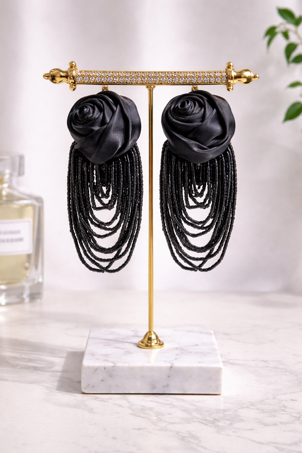 Handcrafted Rose Beaded Women Earrings.