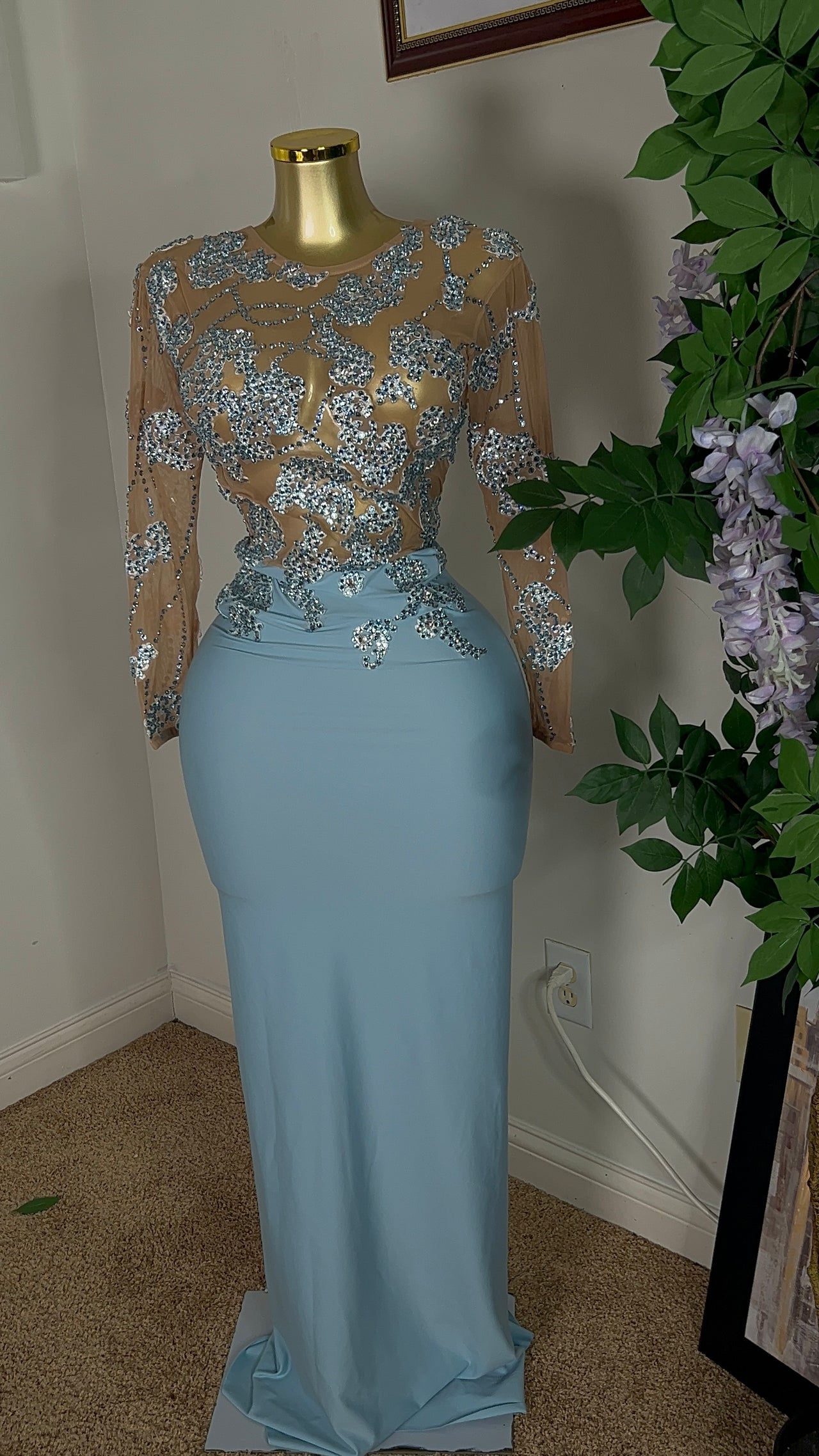 Bodycon Stones Floor Length Dress