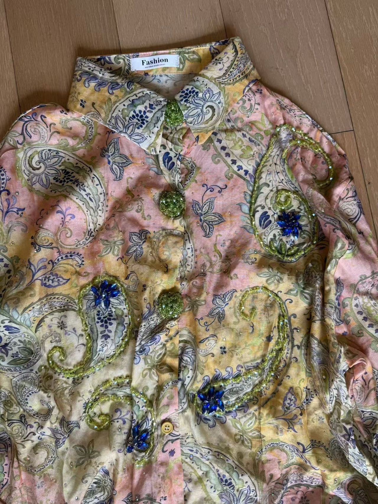 Embroidery Shirt Floral Sheer Button-Down Shirt