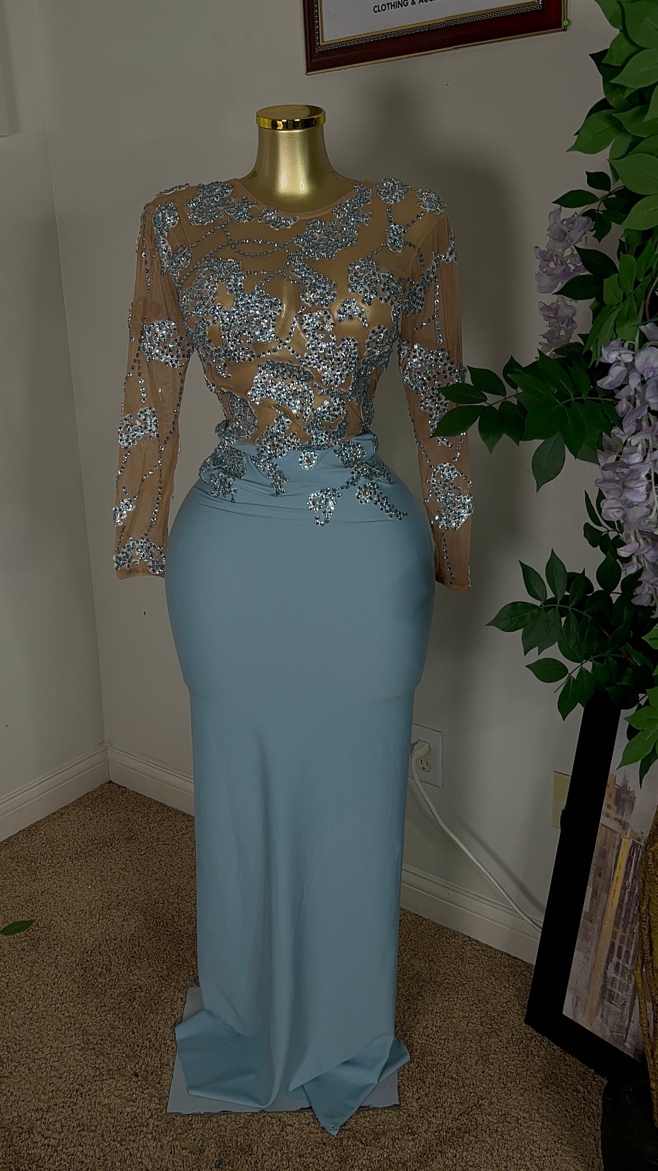 Bodycon Stones Floor Length Dress