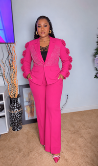 Thumbnail for Fuchsia Floral Embellished Pantsuit