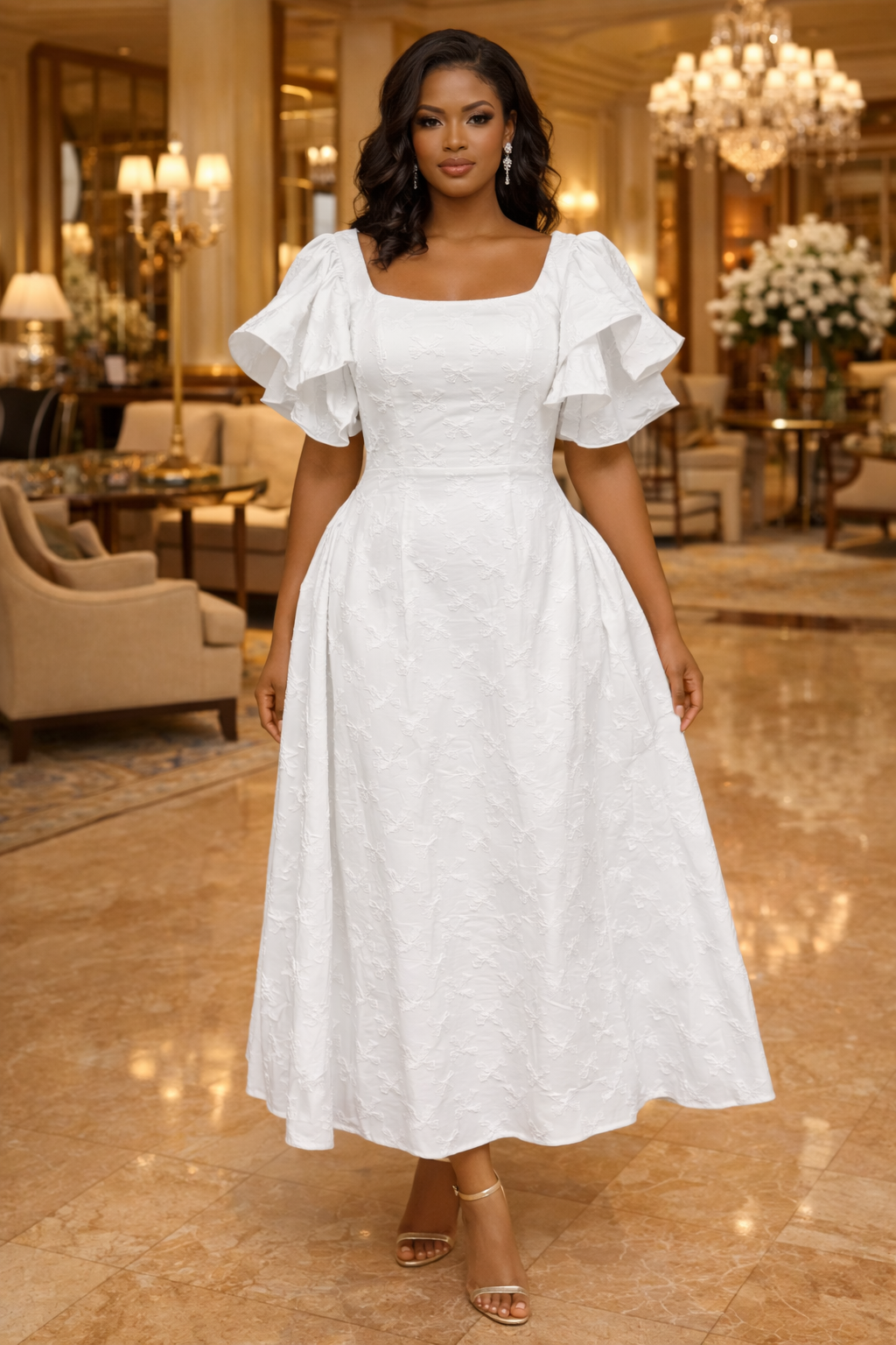 Embroidered Midi Dress