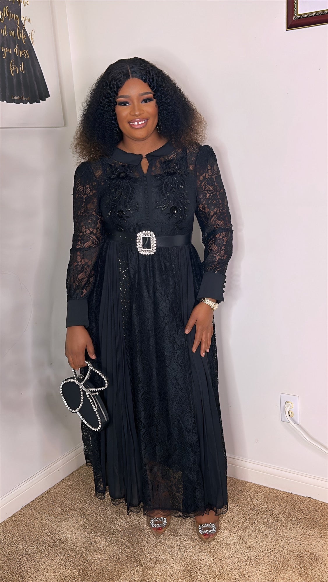 Long Sleeve Belt Dress
