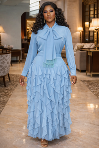 Thumbnail for Long chiffon Ruffle Dress