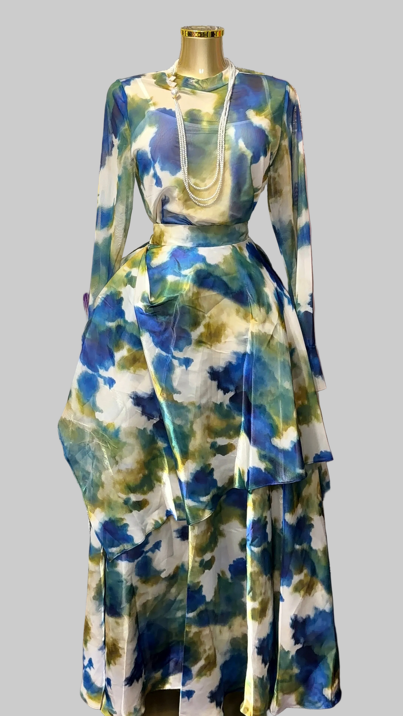 Abstract Print Two-Piece Skirt Set