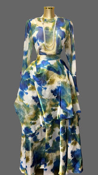 Thumbnail for Abstract Print Two-Piece Skirt Set