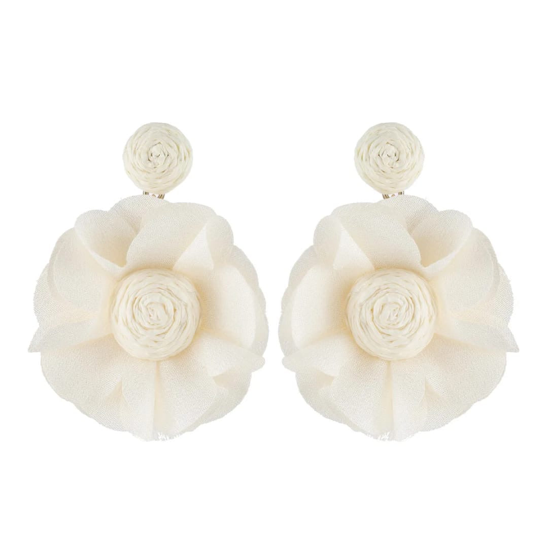 Ivory Flower Statement Earrings