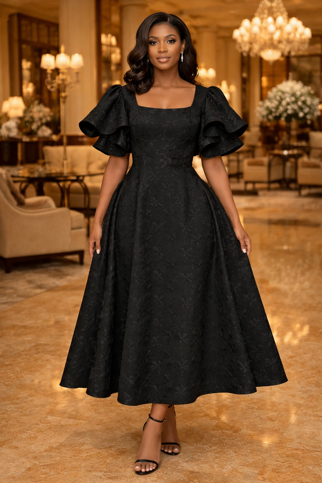 Embroidered Midi Dress