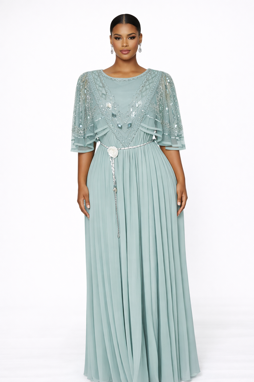 Embroidery Pleated Dress