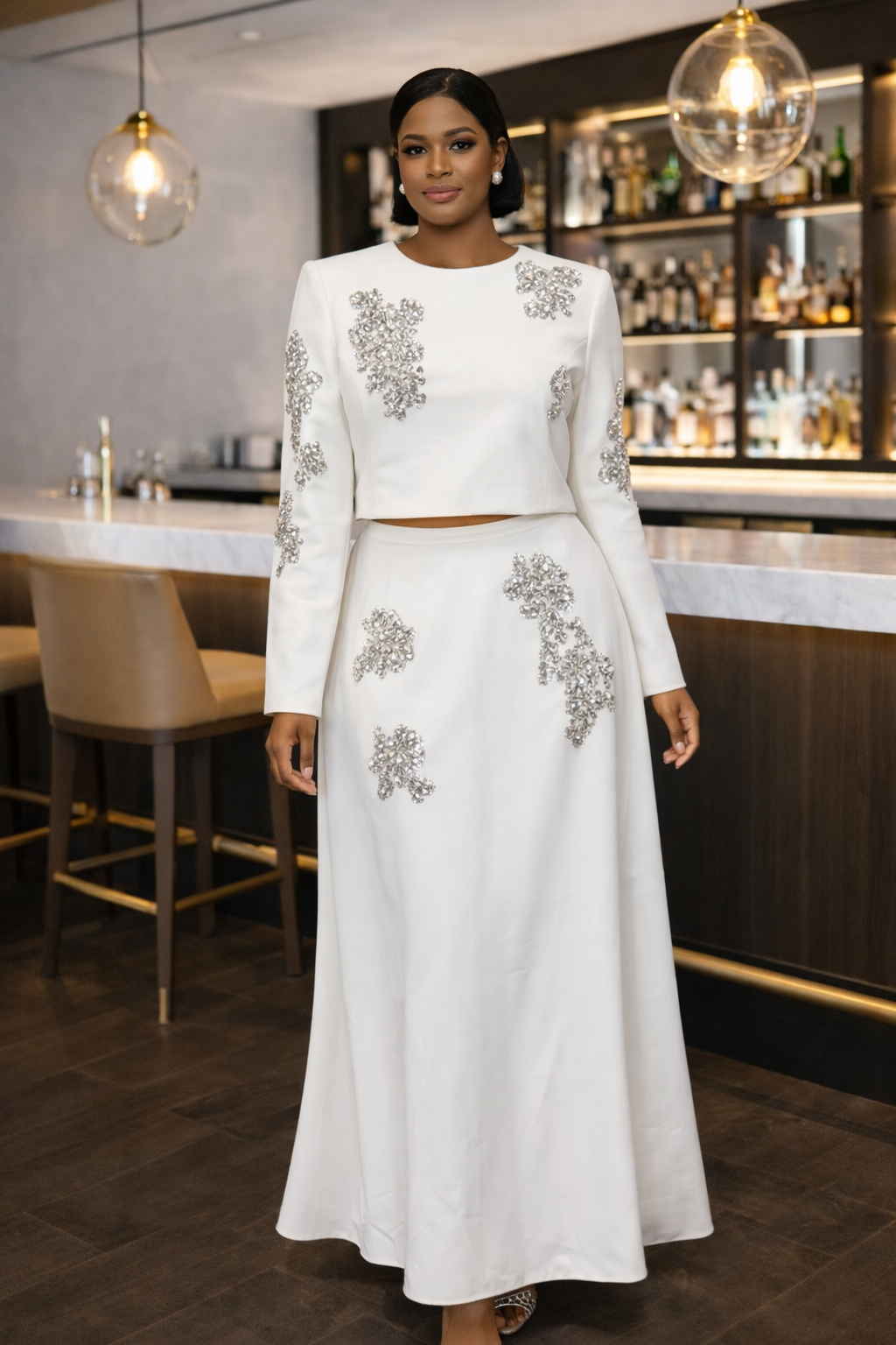 Long Sleeve Stone blouse and Skirt