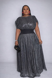 Thumbnail for Metallic Grace Pleated Maxi Dress