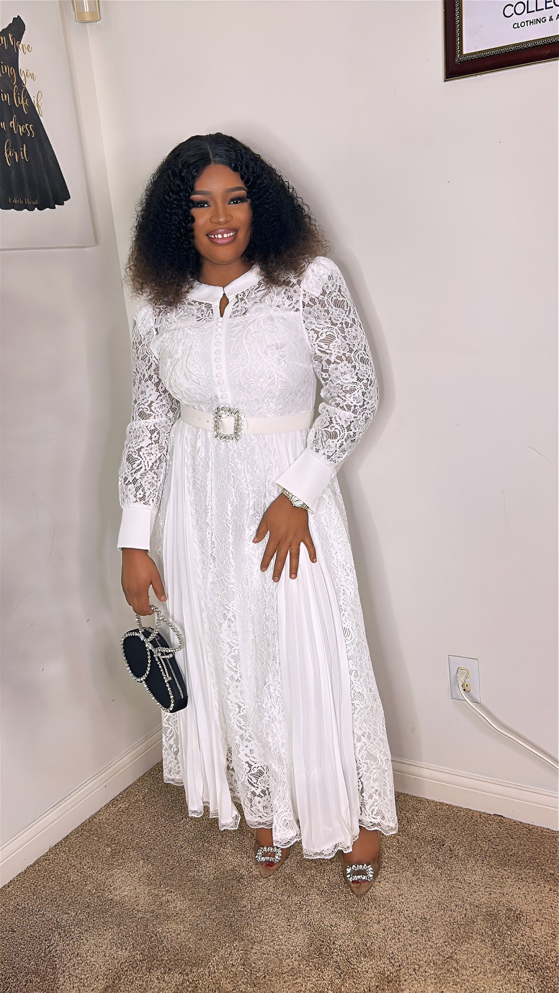 Long Sleeve Belt Dress