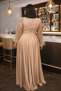 Thumbnail for Luxury Feather Floor Length Dress