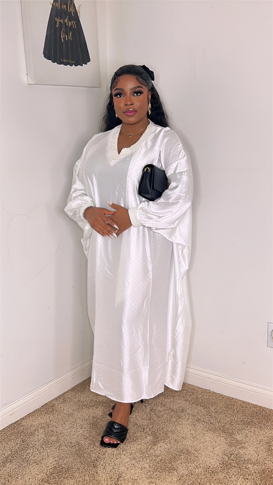 Embroidery Stone Free Size Dress