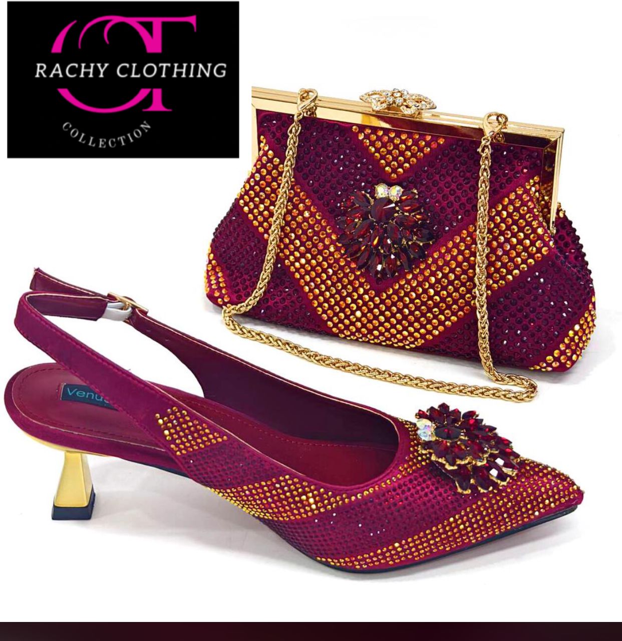 Rhinestone Shoe And Bag