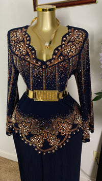 Thumbnail for V-Neck Chiffon Lycra Stone Dress