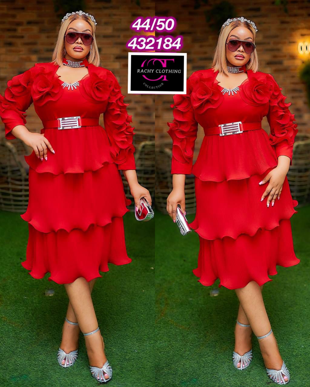 Gown Raffles Tiered Raffle Dress Woman Luxury Wedding Church Party Three Quarter be ...