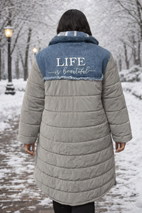 Thumbnail for Denim’s puffer Two-Tone puffer Coat