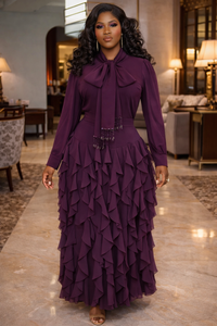 Thumbnail for Long chiffon Ruffle Dress