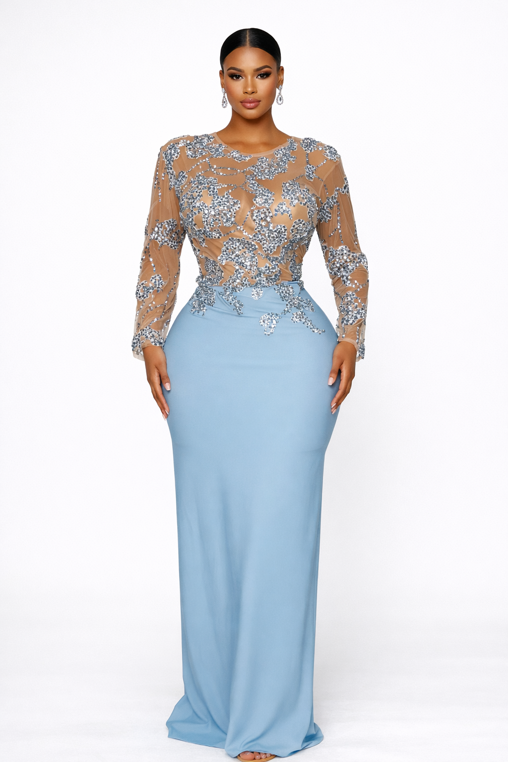 Bodycon Stones Floor Length Dress